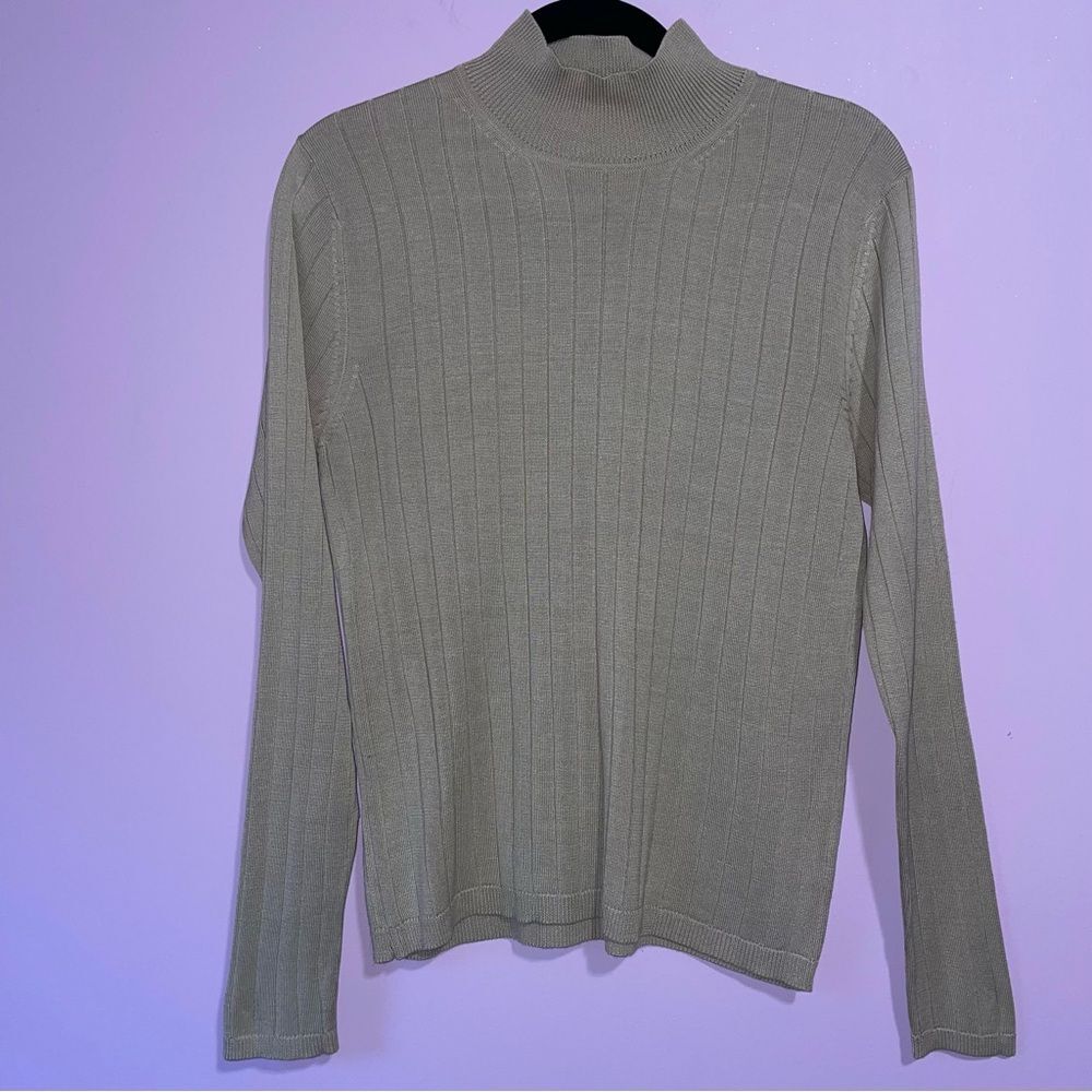 Silx Silk Knit Ribbed Sweater Women M Normcore Neutral Minimalist Contemporary